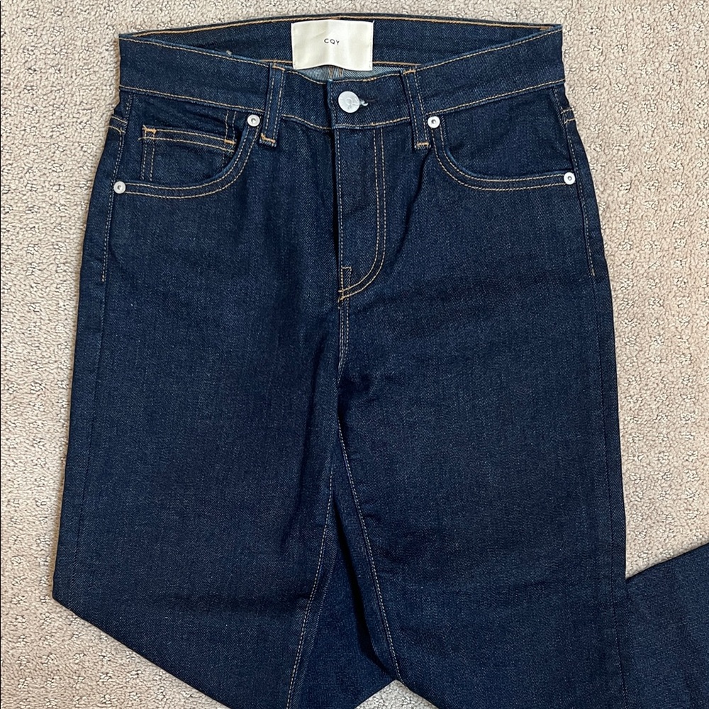 CQY Dark Rinse Straight Leg Jeans